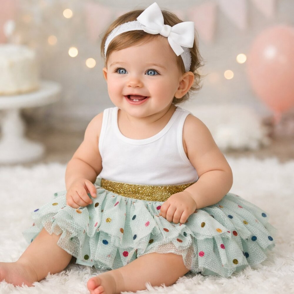Baby Starters NB Tutu Skirt Glitter Tulle Polka Dot Partywear Cutecore